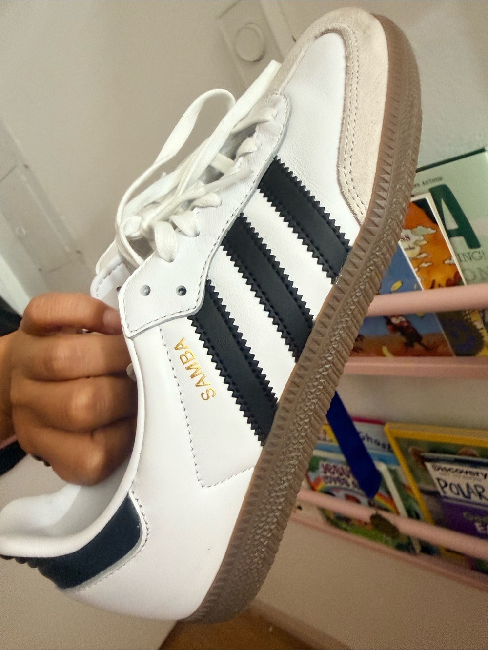 adidas Kids Samba White with Black Stripes Sneakers
